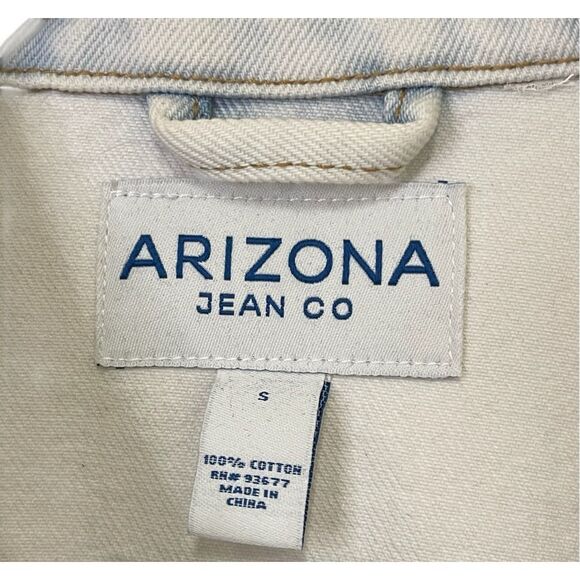 NWT ARIZONA JEAN CO Jacket Men's Small White Blue Extreme Bleach Denim Cotton - Picture 3 of 13